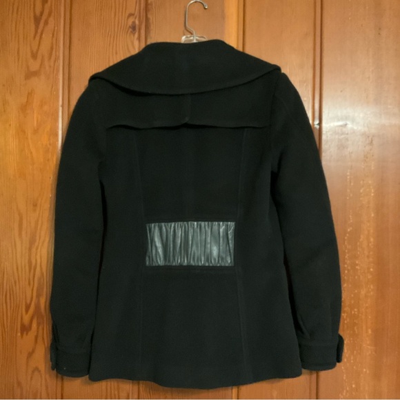 Mackage Black Wool & Leather Peacoat Size Medium #2328 - Picture 2 of 11